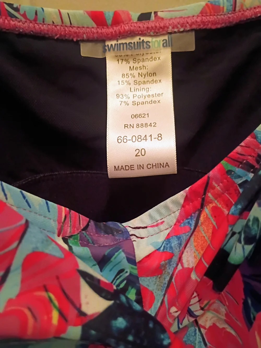 Swimsuits For All Tropical Ruched Tankini Top - Pink, Teal, Black
